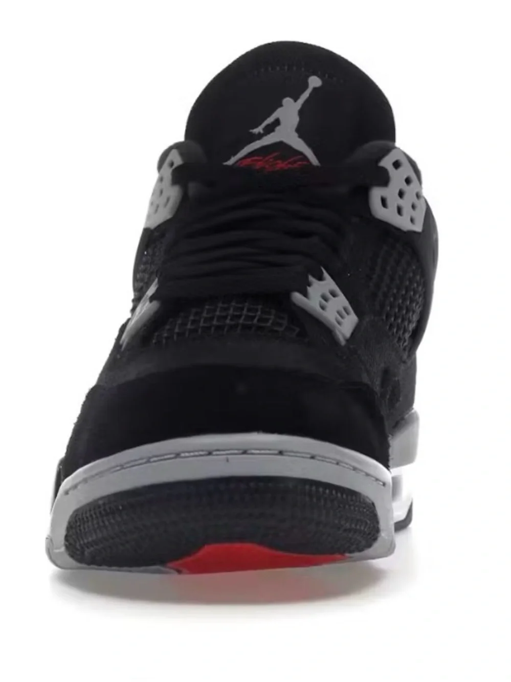 Jordan 4 Men’s Black and Gray Retro Sneakers with Red Logo